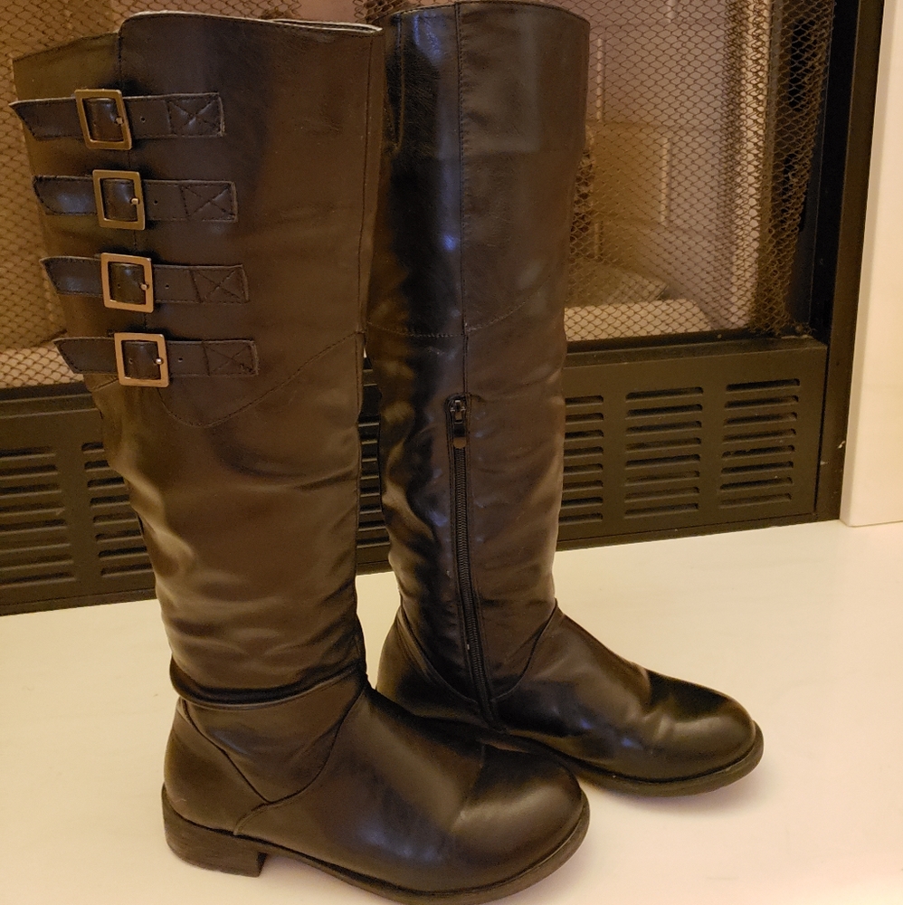 TALL Buckle Boots-Black